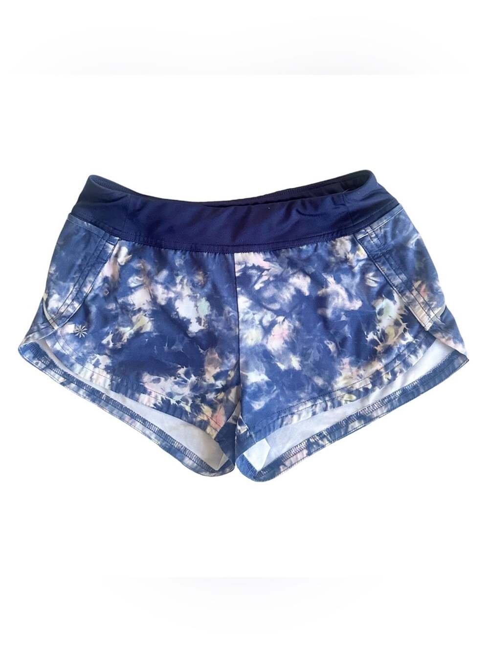 Athleta Girl Printed Sprinter 2" Short Aura Tie Dye Blue Activewear Size L/12